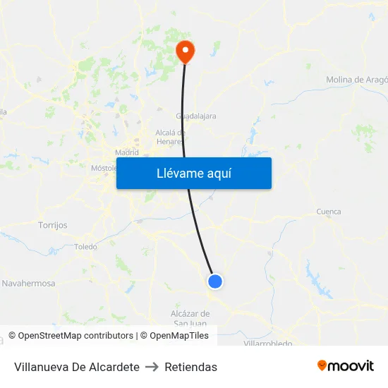 Villanueva De Alcardete to Retiendas map