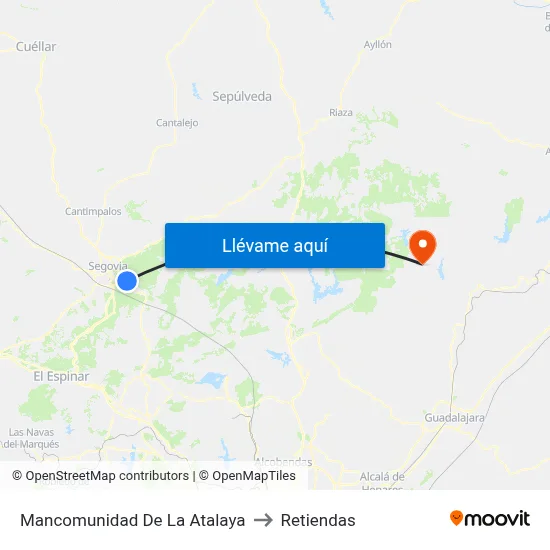Mancomunidad De La Atalaya to Retiendas map