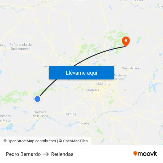 Pedro Bernardo to Retiendas map