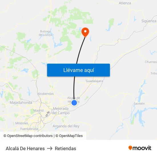 Alcalá De Henares to Retiendas map