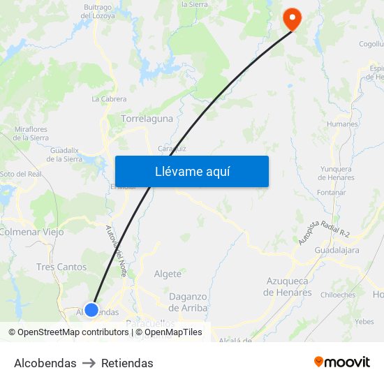Alcobendas to Retiendas map