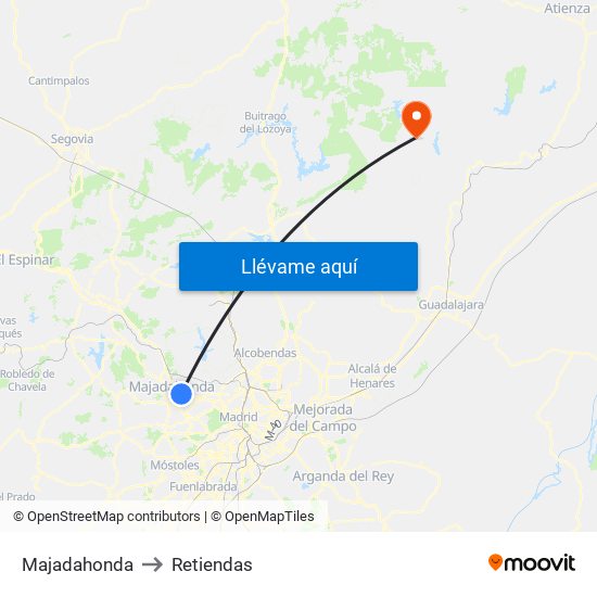 Majadahonda to Retiendas map