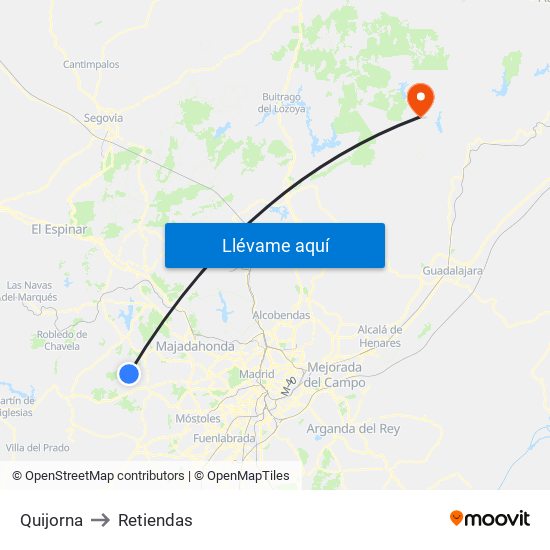 Quijorna to Retiendas map