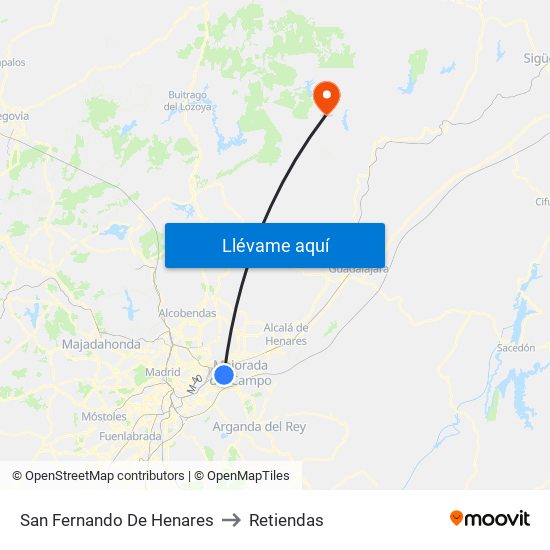 San Fernando De Henares to Retiendas map