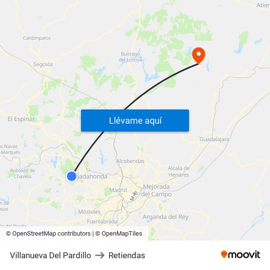 Villanueva Del Pardillo to Retiendas map
