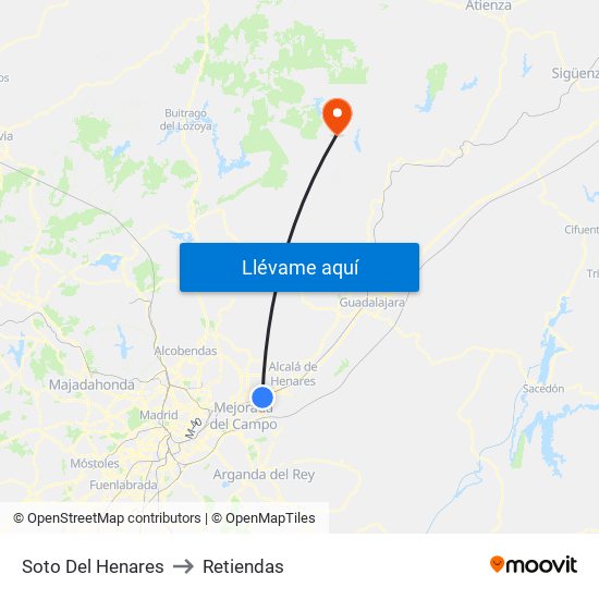 Soto Del Henares to Retiendas map