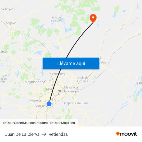 Juan De La Cierva to Retiendas map