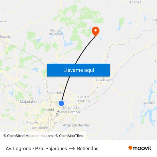 Av. Logroño - Pza. Pajarones to Retiendas map