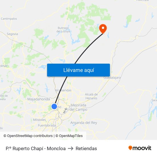 P.º Ruperto Chapí - Moncloa to Retiendas map