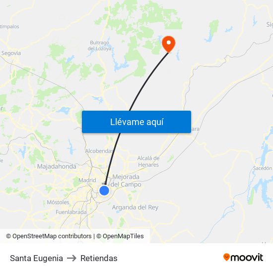 Santa Eugenia to Retiendas map