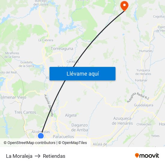 La Moraleja to Retiendas map