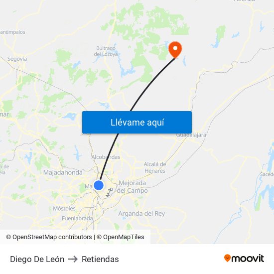Diego De León to Retiendas map