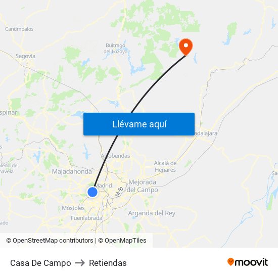 Casa De Campo to Retiendas map