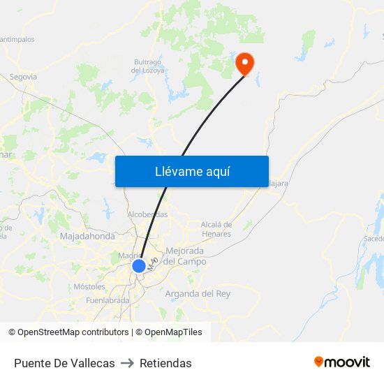 Puente De Vallecas to Retiendas map