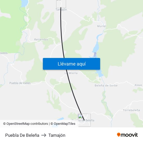 Puebla De Beleña to Tamajón map