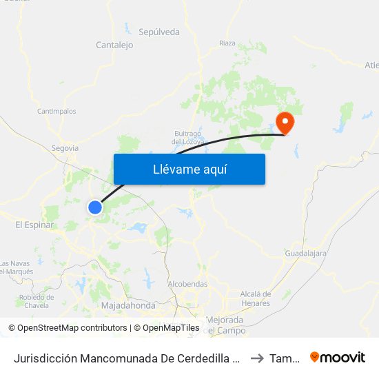 Jurisdicción Mancomunada De Cerdedilla Y Navacerrada to Tamajón map