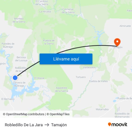 Robledillo De La Jara to Tamajón map