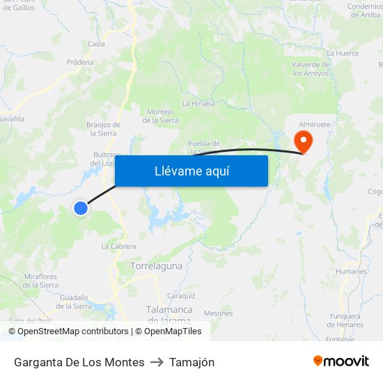 Garganta De Los Montes to Tamajón map