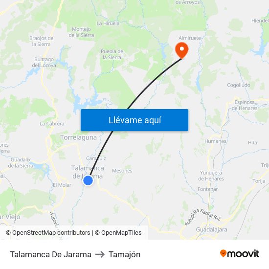 Talamanca De Jarama to Tamajón map