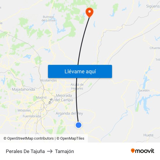 Perales De Tajuña to Tamajón map