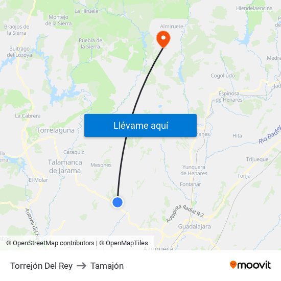 Torrejón Del Rey to Tamajón map