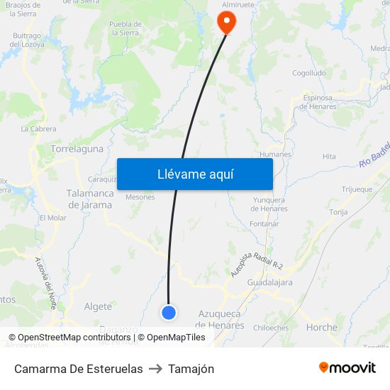 Camarma De Esteruelas to Tamajón map