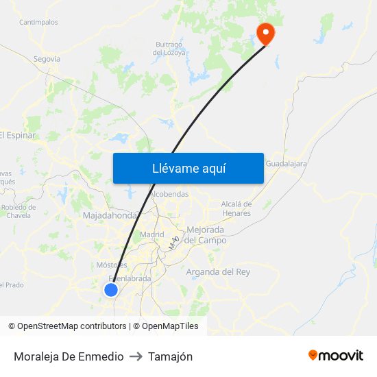 Moraleja De Enmedio to Tamajón map