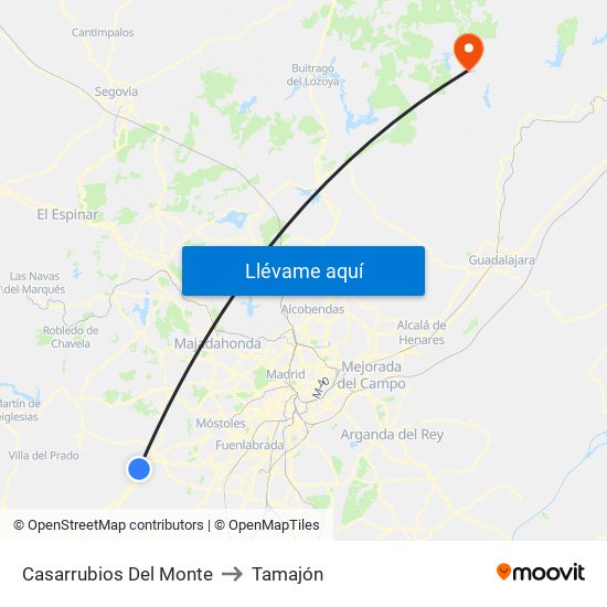 Casarrubios Del Monte to Tamajón map