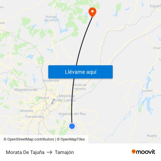 Morata De Tajuña to Tamajón map