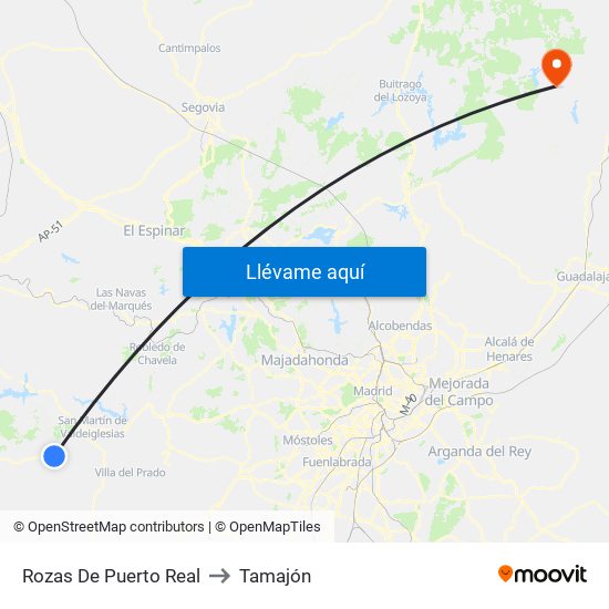 Rozas De Puerto Real to Tamajón map