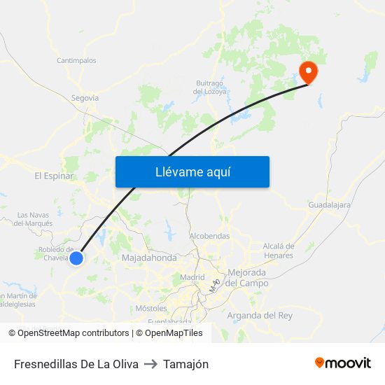 Fresnedillas De La Oliva to Tamajón map