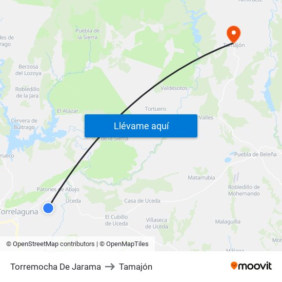 Torremocha De Jarama to Tamajón map