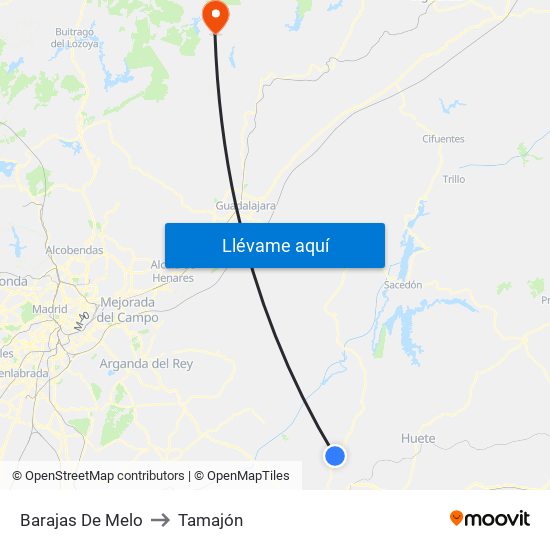 Barajas De Melo to Tamajón map