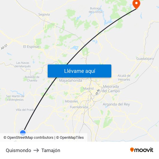 Quismondo to Tamajón map