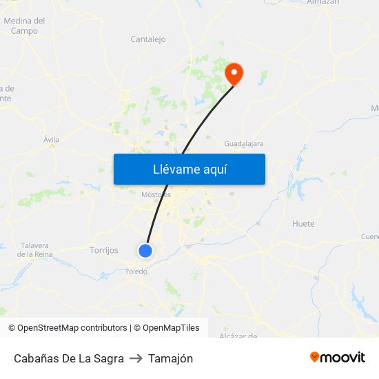 Cabañas De La Sagra to Tamajón map
