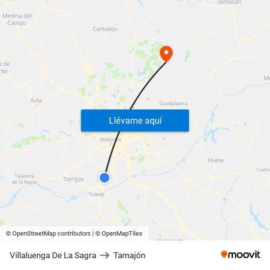 Villaluenga De La Sagra to Tamajón map
