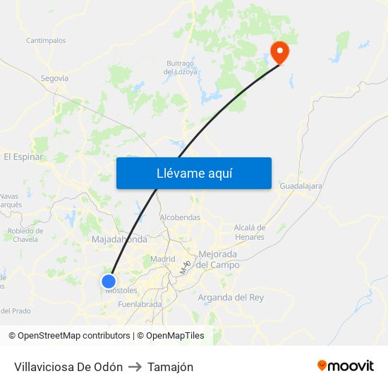 Villaviciosa De Odón to Tamajón map
