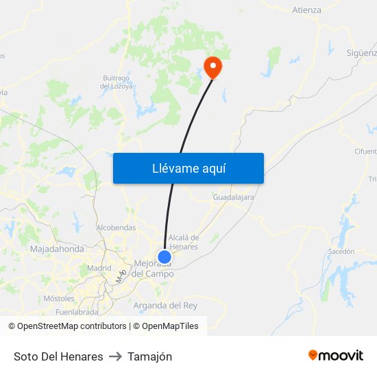 Soto Del Henares to Tamajón map
