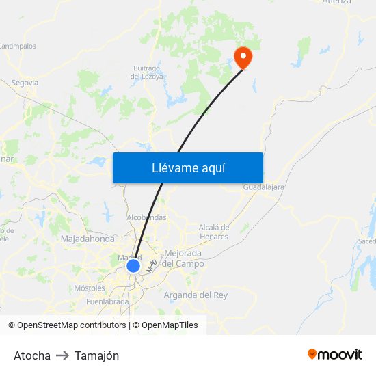 Atocha to Tamajón map