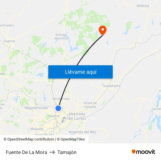 Fuente De La Mora to Tamajón map