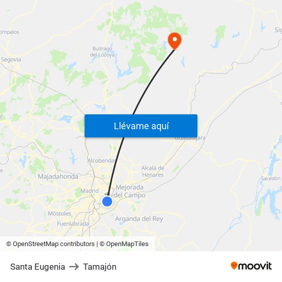 Santa Eugenia to Tamajón map