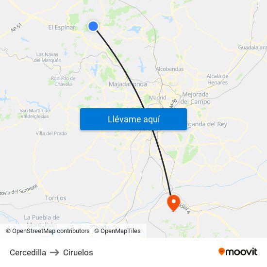 Cercedilla to Ciruelos map