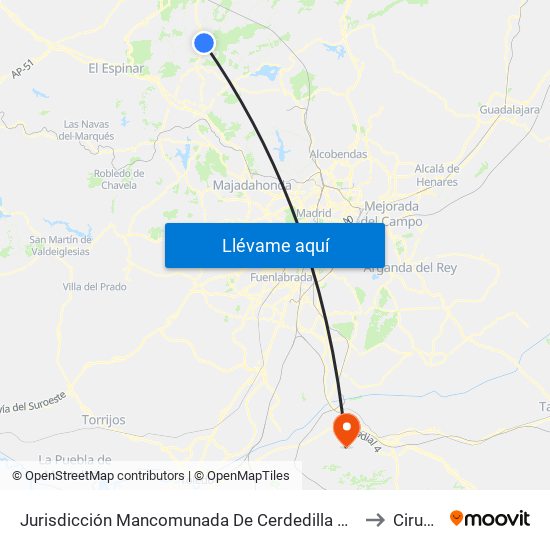 Jurisdicción Mancomunada De Cerdedilla Y Navacerrada to Ciruelos map