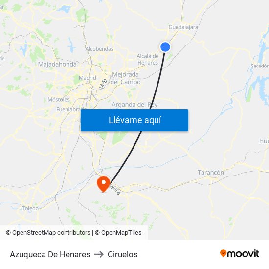 Azuqueca De Henares to Ciruelos map