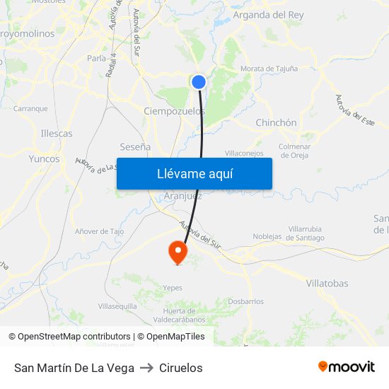 San Martín De La Vega to Ciruelos map