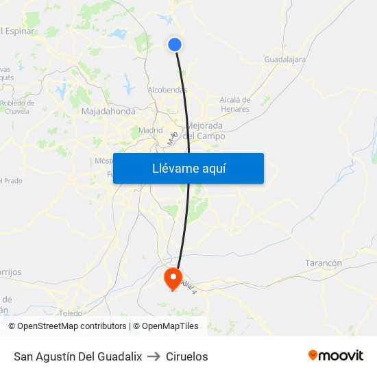 San Agustín Del Guadalix to Ciruelos map
