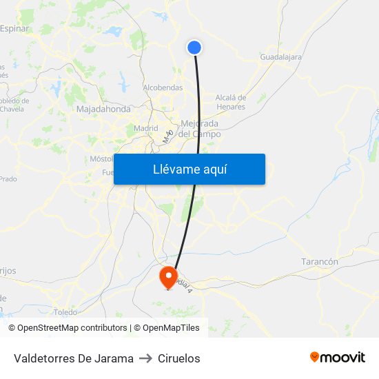 Valdetorres De Jarama to Ciruelos map