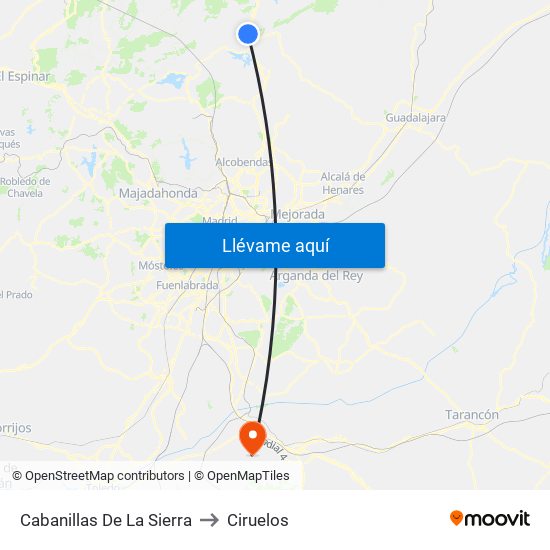 Cabanillas De La Sierra to Ciruelos map