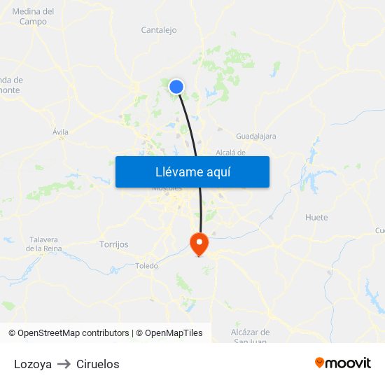 Lozoya to Ciruelos map