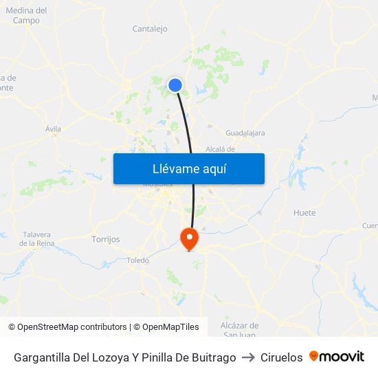 Gargantilla Del Lozoya Y Pinilla De Buitrago to Ciruelos map
